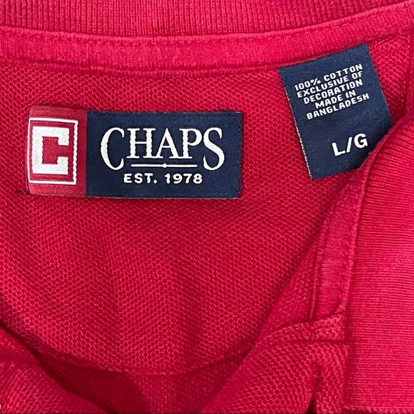 Chaps Red Polo Shirt Short Sleeve Stretch Cotton Embroidered Logo Casual Men’s L - Picture 3 of 3
